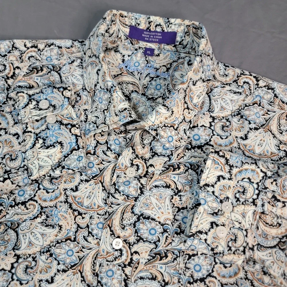 Alan Flusser Paisley Shirt Mens XL Long Sleeve Button‎ Down Multicolored AOP